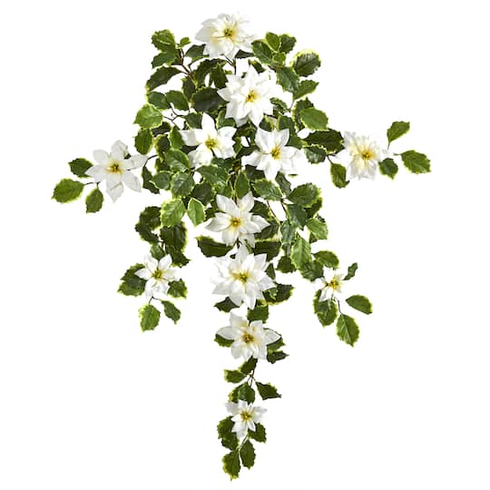 30” Real Touch Poinsettia and Variegated Holly Artificial Plant Set